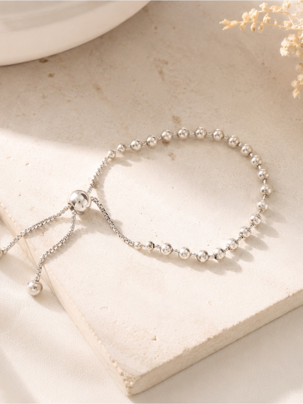 Brand new MESIKI JEWELRY Sterling Silver ball bracelet with adjustable chain